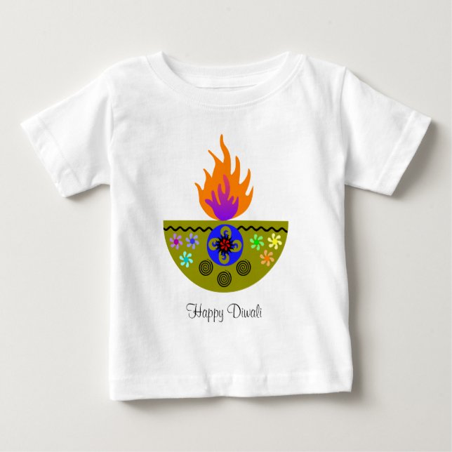 Colorful Diwali Lamp Diya Baby T-Shirt (Front)
