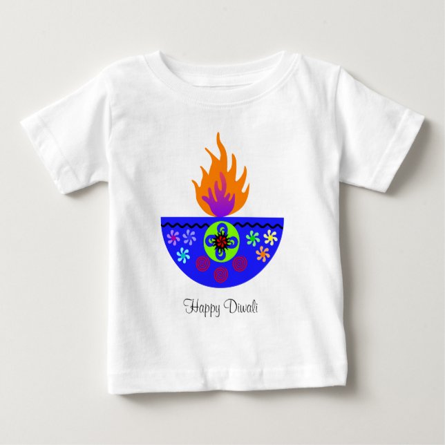 Colorful Diwali Lamp Diya Baby T-Shirt (Front)