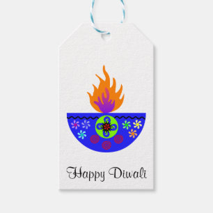 Colorful Diwali Lamp Diya Gift Tags