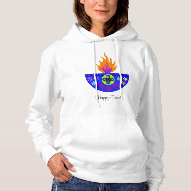 Colorful Diwali Lamp Diya Hoodie (Front)