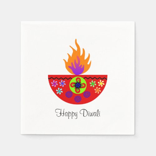 Colorful Diwali Lamp Diya Paper Napkins