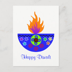 Colorful Diwali Lamp Diya Postcard