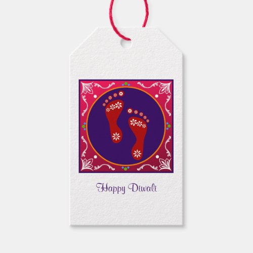 Colorful Diwali Rangoli With Footprint Gift Tags