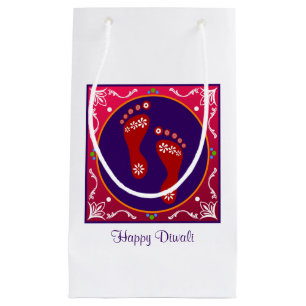 Colorful Diwali Rangoli With Footprint Small Gift Bag