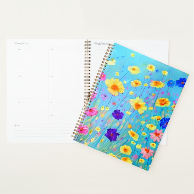 Colorful DIY Painted Flowers Pattern Christian Planner (Display)