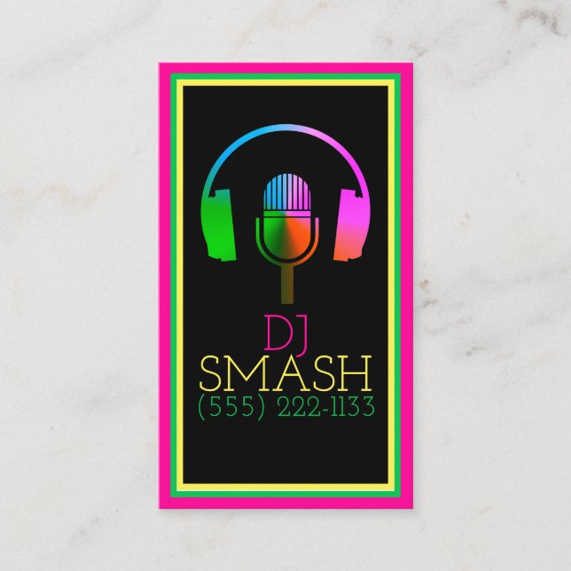 Colorful DJ Musician Music Studio Card (Front)
