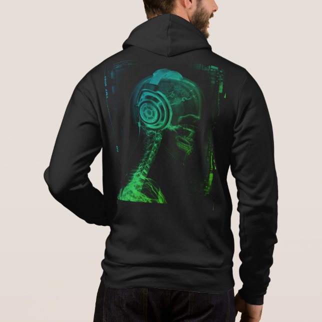 Colorful DJ, Xray Skull Headphones, Men's Hoodie (Back)