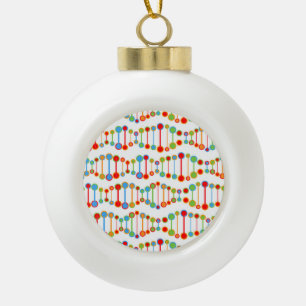 Colorful DNA structure pattern Ceramic Ball Christmas Ornament