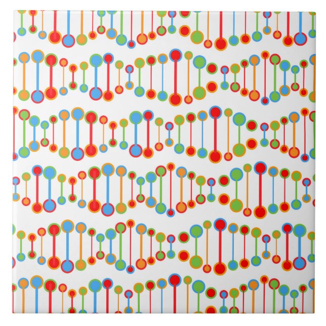 Colorful DNA structure pattern Ceramic Tile (Front)