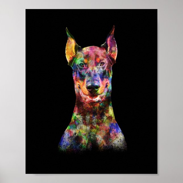 Colorful Doberman Dog Poster (Front)