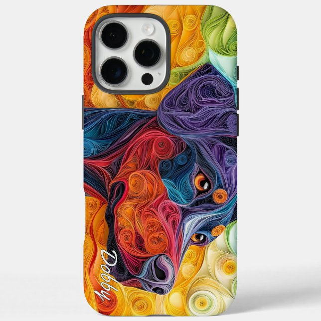 Colorful Doberman Pincher Portrait Case-Mate iPhone Case (Back)