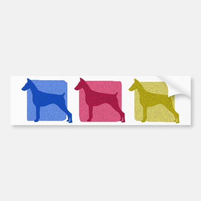 Colorful Doberman Pinscher Silhouettes Bumper Sticker (Front)