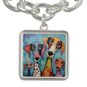 Colorful Dog Abstract Art Cartoon-style Bracelet