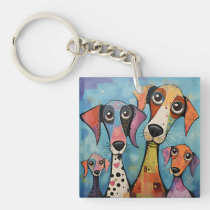 Colorful Dog Abstract Art Cartoon-style Keychain