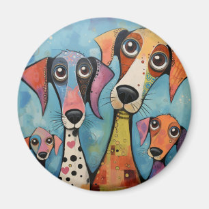 Colorful Dog Abstract Art Cartoon-style Magnet