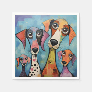 Colorful Dog Abstract Art Cartoon-style Napkins