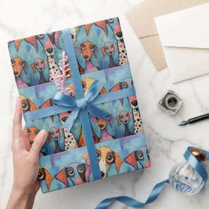 Colorful Dog Abstract Art Cartoon-style Wrapping Paper