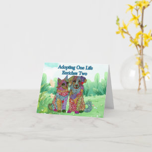 Colorful Dog and Cat Adoption Greeting Card