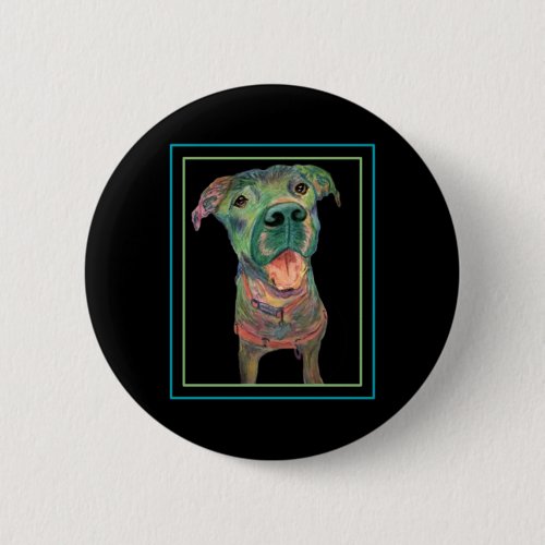 Colorful Dog Art Apparel  Button