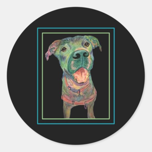 Colorful Dog Art Apparel  Classic Round Sticker