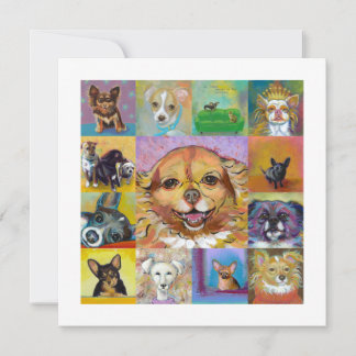Colorful dog art contemporary paintings fun cards