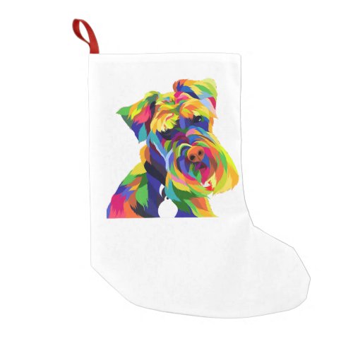 colorful dog art schnauzer mom and dad pet  small christmas stocking