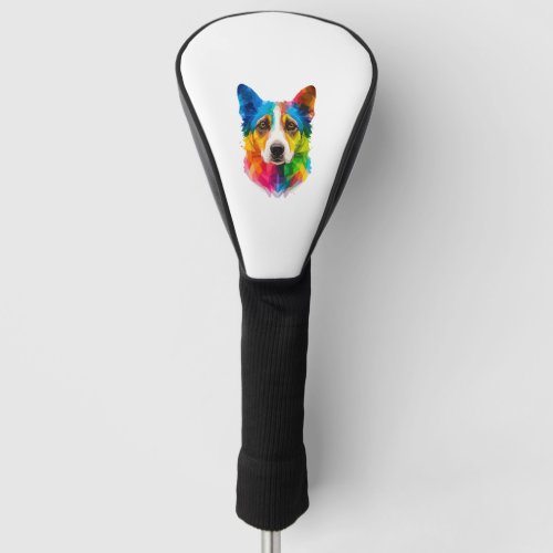 Colorful dog artwork   golf head cover