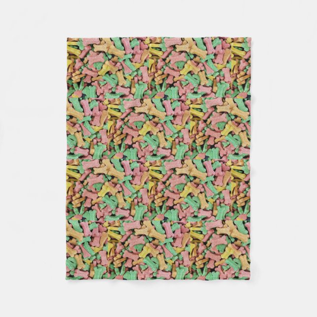 colorful dog bone biscuits fleece blanket (Front)