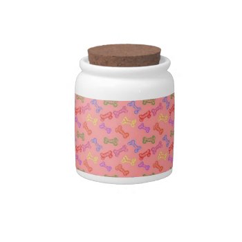 Colorful Dog Bones Candy Jar by walkandbark at Zazzle