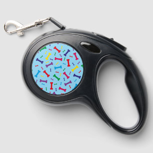 Colorful Dog Bones Design Retractable Dog Leash