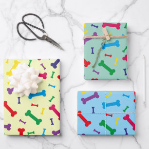 Colorful Dog Bones Design Wrapping Paper Sheets