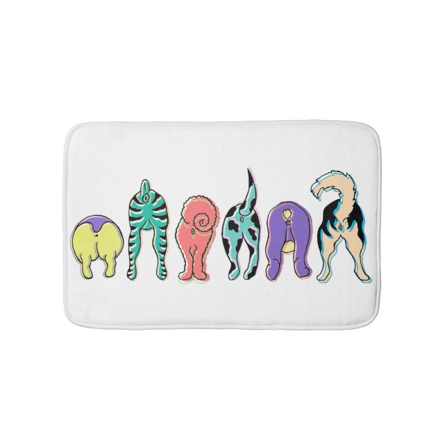 Colorful Dog Butts Bath Mat (Front)