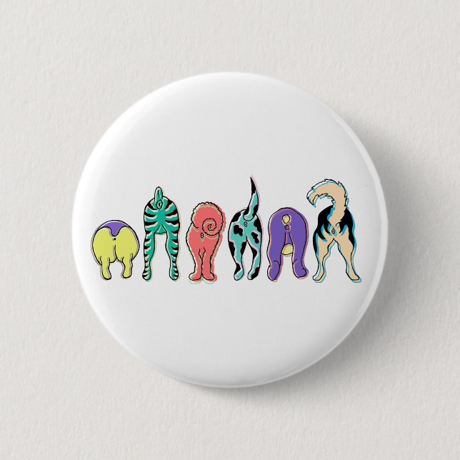 Colorful Dog Butts Button (Front)