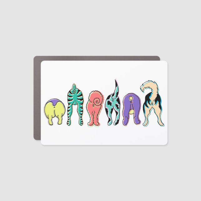 Colorful Dog Butts Car Magnet (Front)