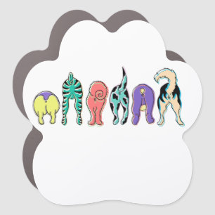 Colorful Dog Butts Car Magnet