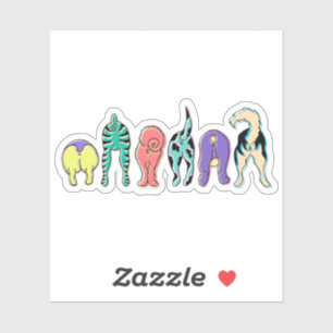 Colorful Dog Butts Custom-Cut Vinyl Stickers