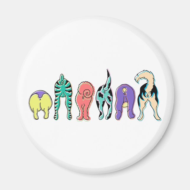 Colorful Dog Butts Magnet (Front)