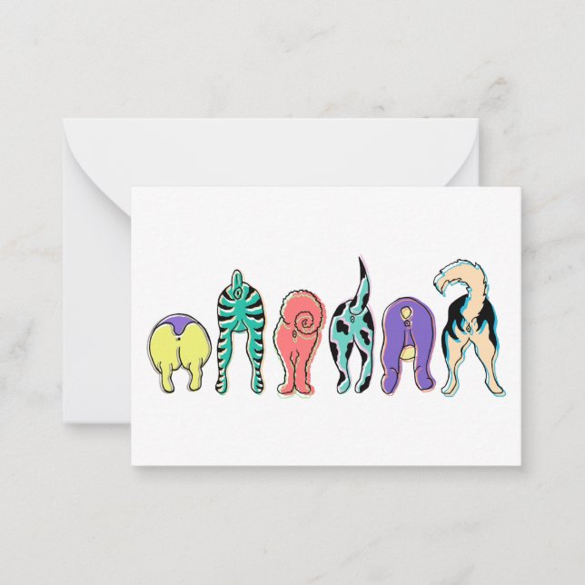 Colorful Dog Butts Note Card (Front)