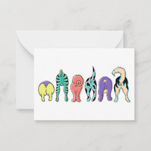 Colorful Dog Butts Note Card