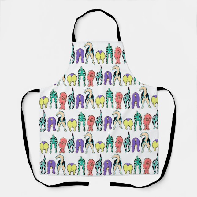 Colorful Dog Butts Pattern Apron (Front)