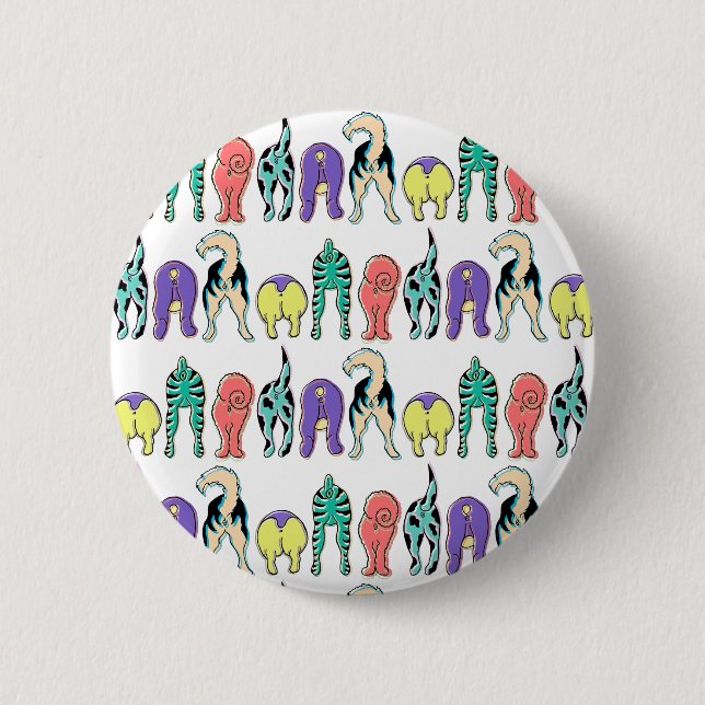 Colorful Dog Butts Pattern Button (Front)