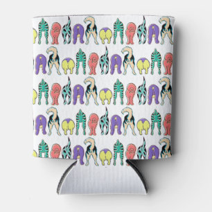 Colorful Dog Butts Pattern Can Cooler