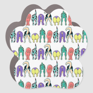 Colorful Dog Butts Pattern Car Magnet