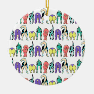 Colorful Dog Butts Pattern Ceramic Ornament