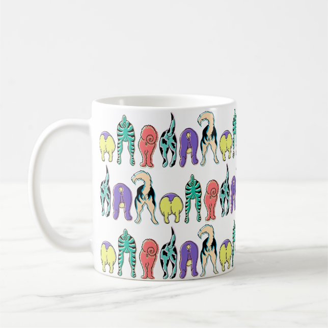 Colorful Dog Butts Pattern Coffee Mug (Left)