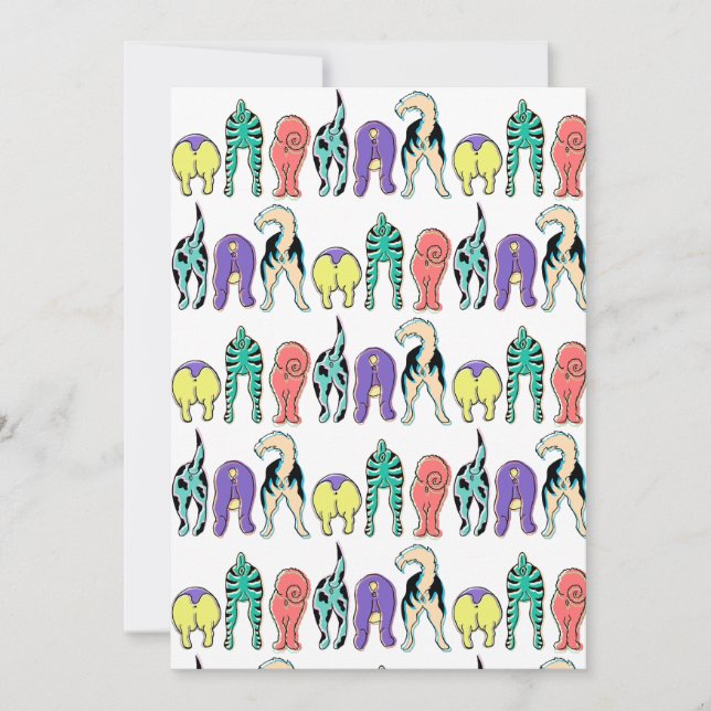 Colorful Dog Butts Pattern Invitation (Front)