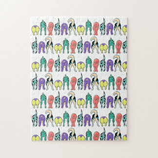 Colorful Dog Butts Pattern Jigsaw Puzzle