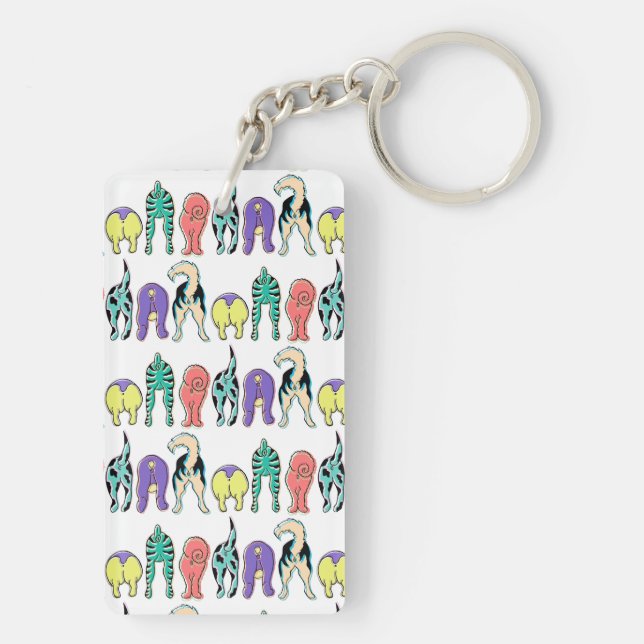 Colorful Dog Butts Pattern Keychain (Back)