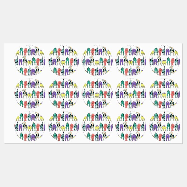 Colorful Dog Butts Pattern Labels (Sheet)