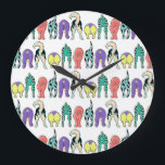 Colorful Dog Butts Pattern Large Clock<br><div class="desc">A repeating pattern of colorful dogs showing off their cute butts.</div>